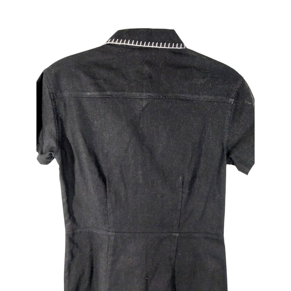 NWOT! STONE HARBOR! LUXE LINEN & COTTON BLACK W/WHITE SHORT SLEEVED DRESS! SZ S - Picture 7 of 12